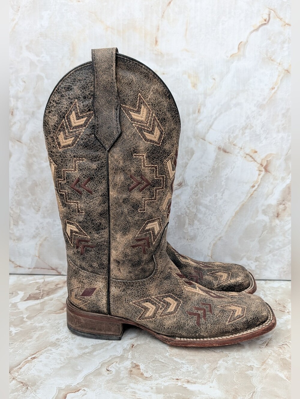 Circle G Embroidered Leather Cowgirl Western Boots Sz7M